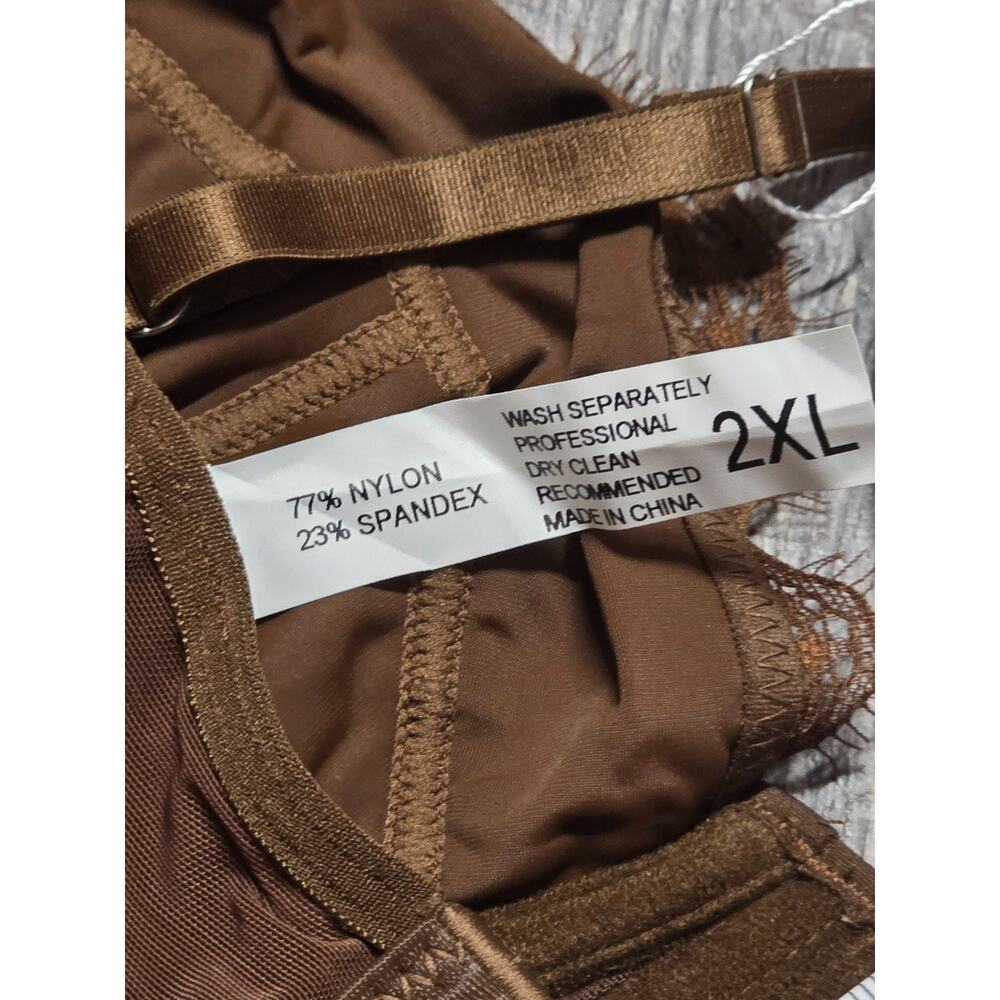 Raxnode Womens XXL Brown Lace Crop Corset Top with Buckle NWT - Picture 6 of 6